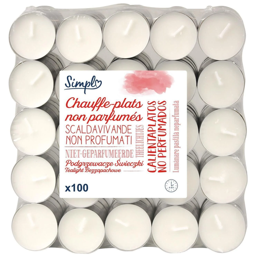 [3616479583493] SIMPL Unscented Tea Light Candles x100