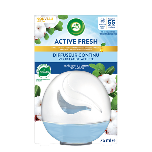[3665468302584] AIR WICK Active Fresh difusor contínuo Frescura de algodão 75 ml