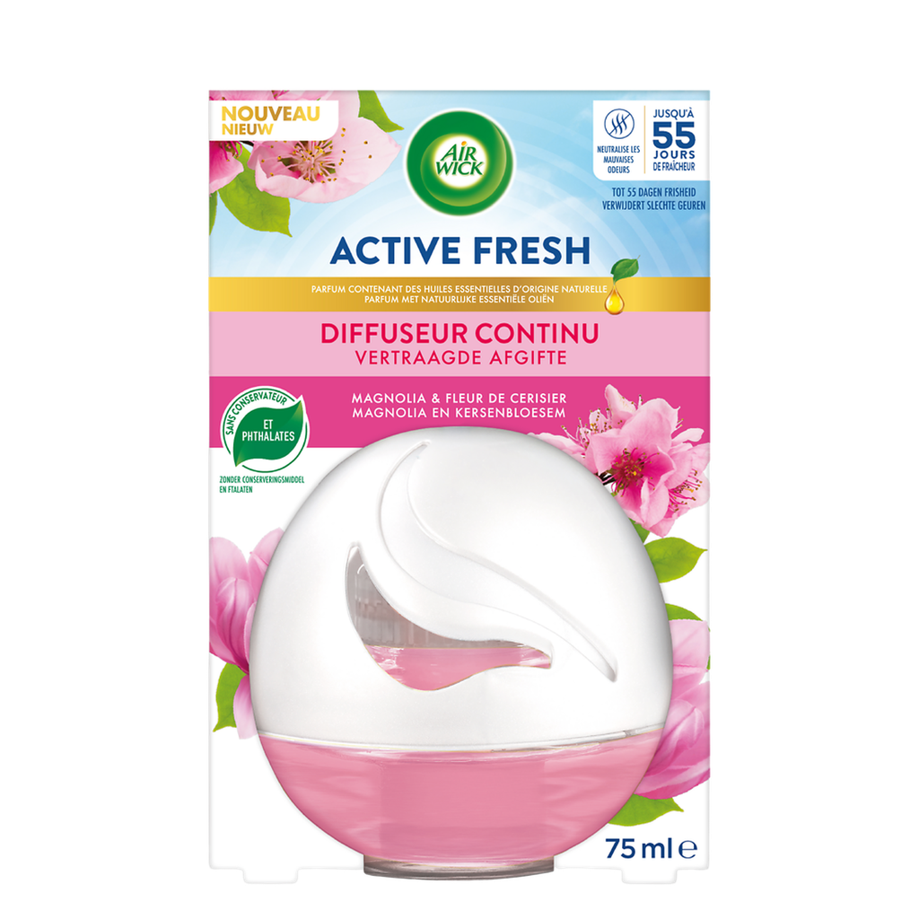 AIR WICK Active Fresh difusor contínuo magnólia e flor de cerejeira 75 ml