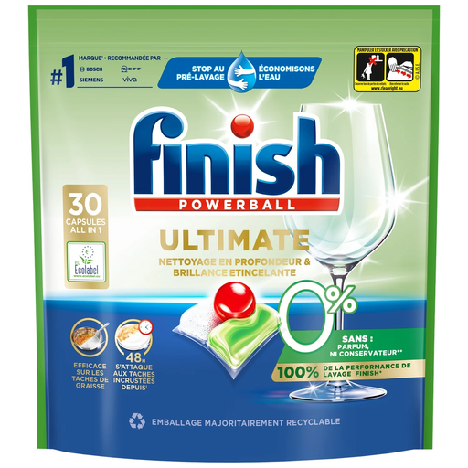 [3665468401850] FINISH Dishwasher Tablet All in 1 Fragrance Free, 30 capsules