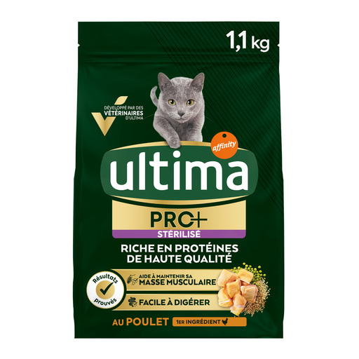 [3700260418245] ULTIMA Pro+ Sterilised Cat Chicken Kibble 1.1 kg