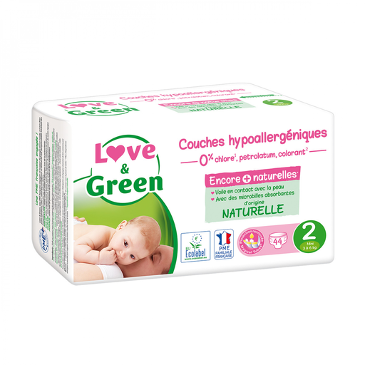 [3700668701871] LOVE & GREEN Hypoallergenic ecological diapers Size 2 (3-6 kg) 44 count