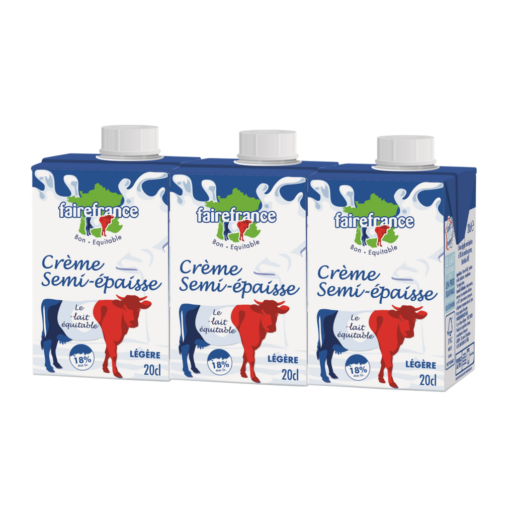 FAIRE FRANCE Natas ligeiras semi-espessas 18% MG 3 pacotes de 20 cl