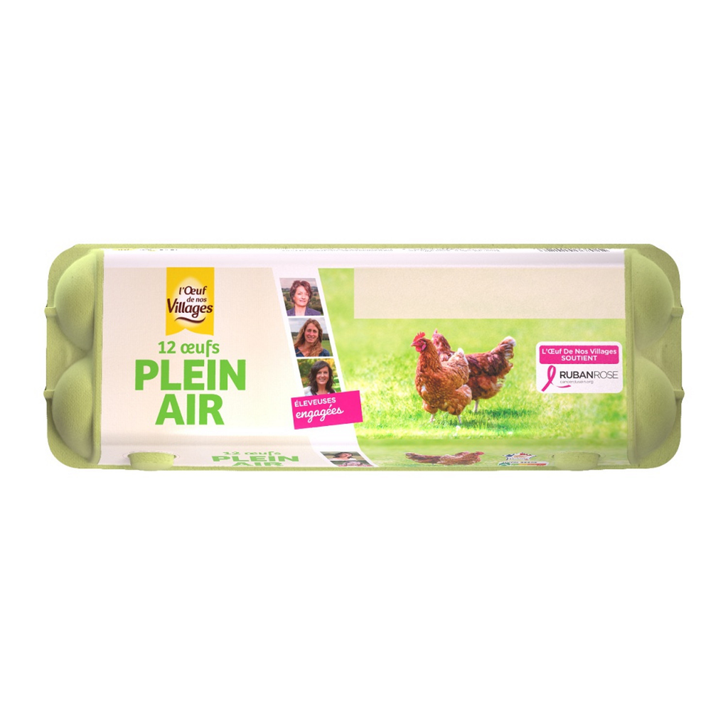 12 Oeufs P Air Ruban Rose