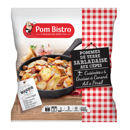 [3760032004847] POM BISTRO Sarladaise potatoes with porcini mushrooms cooked in duck fat garlic and parsley 500 g