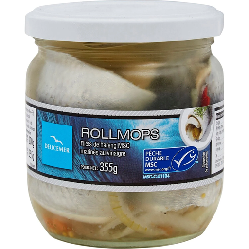 [3760036822058] DELICEMER Rollmops Herring Fillets in Vinegar 200g