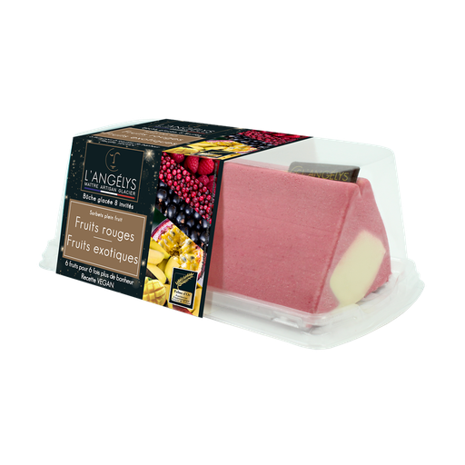 [3760039986382] L'ANGELYS Tronco helado sorbetes frutos rojos y frutas exóticas 0.5 kg