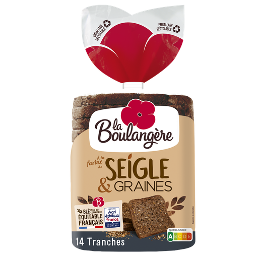 [3760049798609] LA BOULANGERE Rye flour and seeds sliced bread 500 g