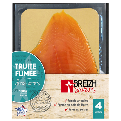 [3760114910714] BREIZ Smoked Trout de nos terroirs 4 slices 100 g