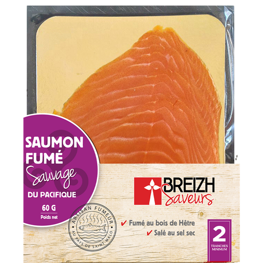 [3760114910899] BREIZ Wild Smoked Salmon 2 slices 60 g