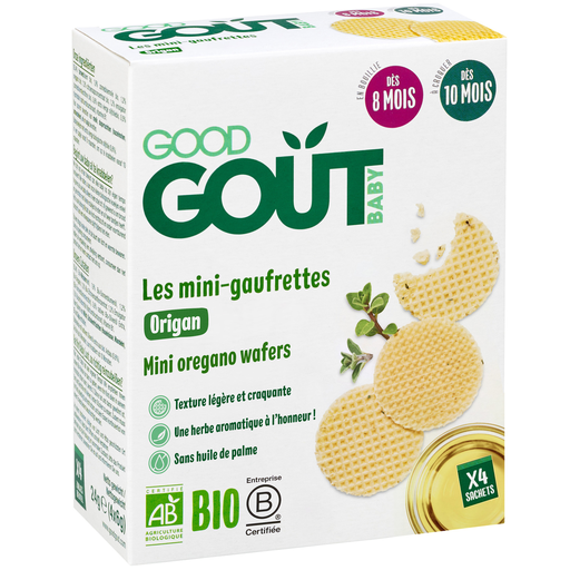 [3760269314658] GOOD GOUT Baby Savory Biscuits Mini Wafers Oregano and Olive Oil Organic 24 g