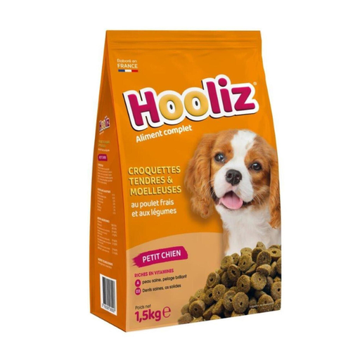 [3760390580007] HOOLIZ Croquettes Pour Petits Chiens Moelleuses Au Poulet Et Légumes 1,5 kg