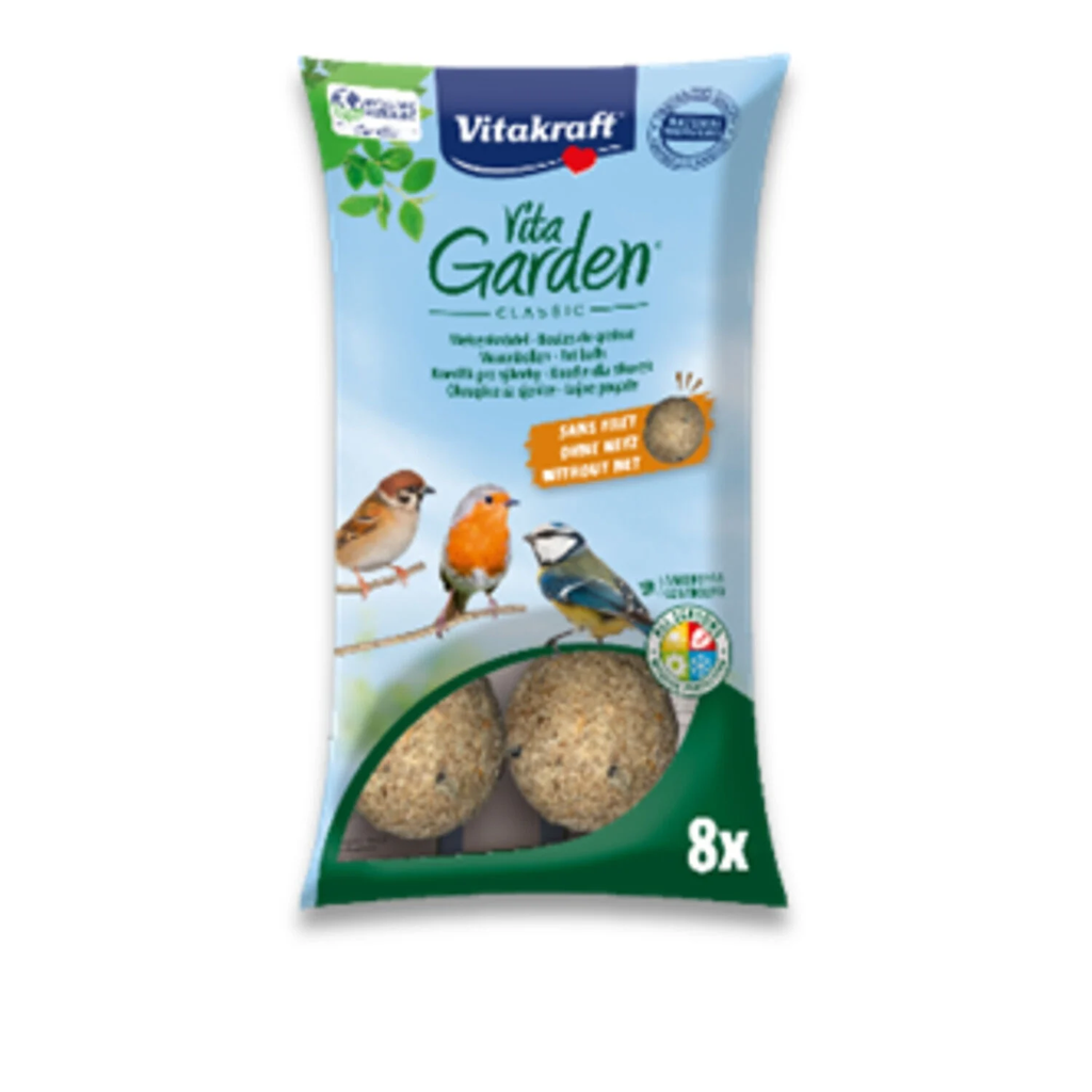 VITAKRAFT Boules de graisse pour oiseaux du jardin sans filet, le paquet de 8