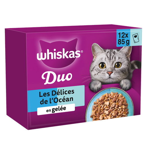 [4008429156236] WHISKAS Duo Freshness Ocean Delights in Jelly 4 Varieties for Adult Cats 12 x 85 g
