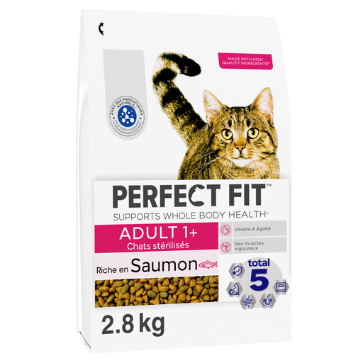[4008429159633] PERFECT FIT Croquettes pour Chat Adulte Stérilisé Riche en Saumon 2,8 kg