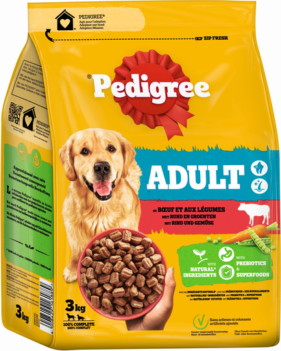 [4008429161889] PEDIGREE Croquettes pour chien adulte au bœuf et aux légumes 3 kg