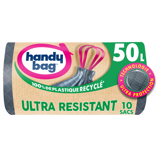 [4008871217554] HANDY BAG Ultra Resistant Drawstring Trash Bags x10 50 L