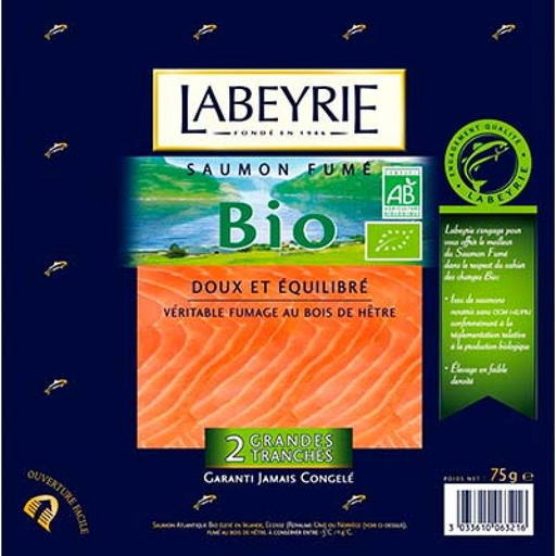 [3033610063216] LABEYRIE Smoked Salmon Organic Irish 75 g
