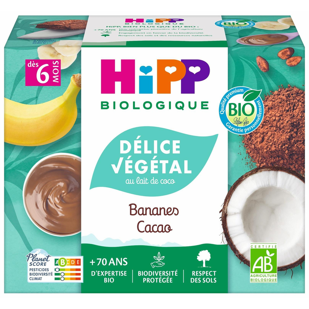 HIPP Mon Dîner Bonne Nuit Plant-Based Coconut Banana Cocoa 4x100g