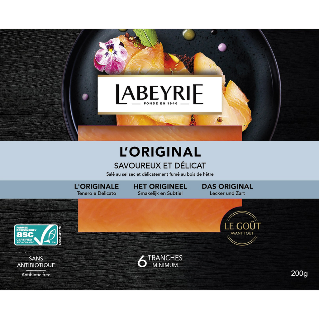 LABEYRIE Salmón atlántico ahumado con madera de haya 200 g