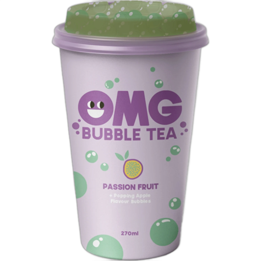 [4779033974218] OMG BUBBLE TEA Green tea passion fruit and apple 270 ml