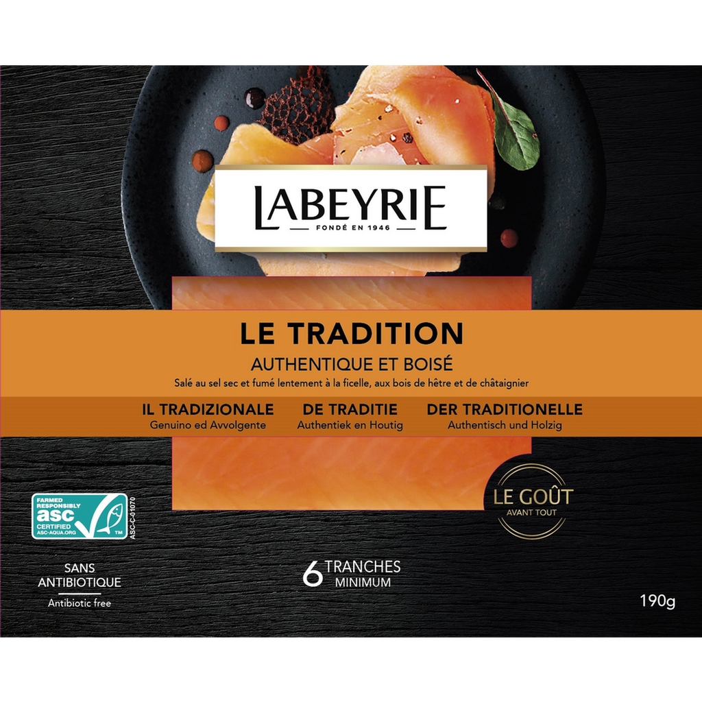 LABEYRIE Salmón atlántico ahumado con madera de haya y castaño 190 g