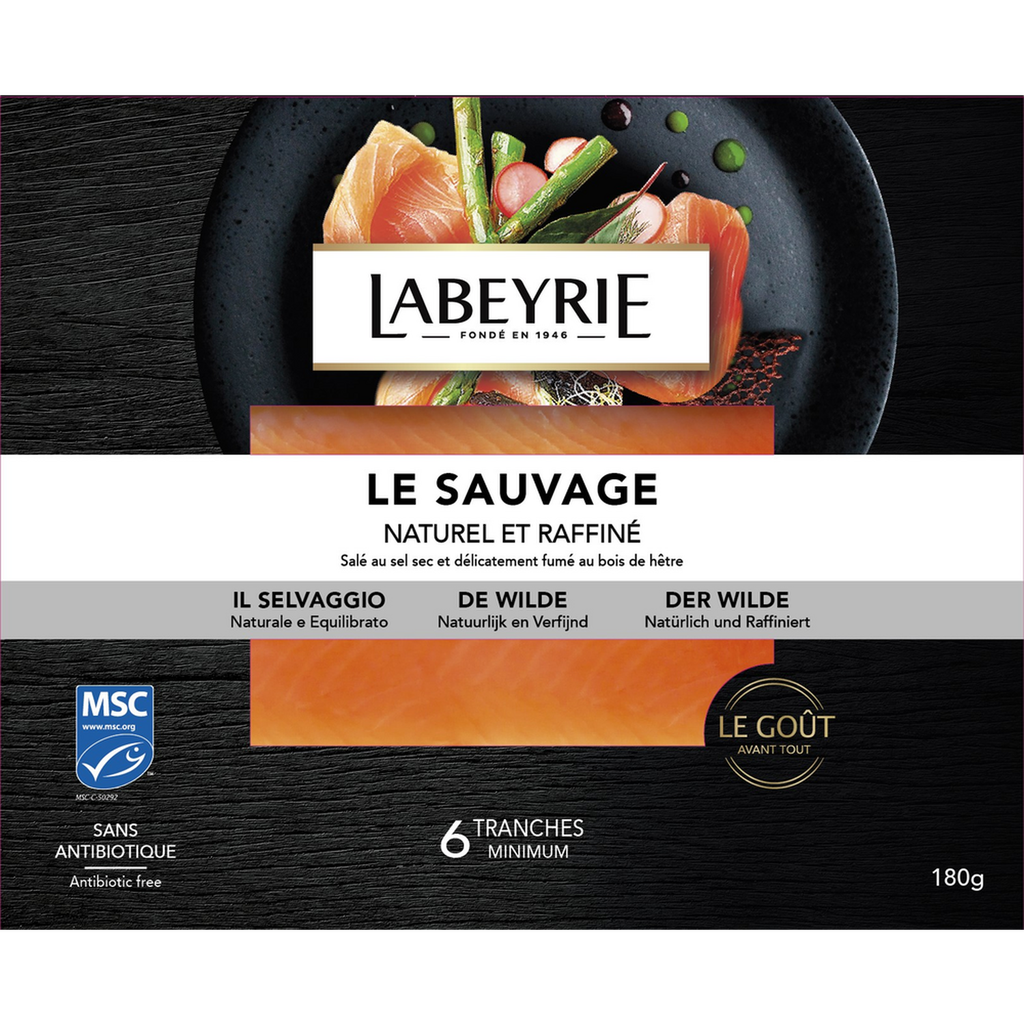 LABEYRIE Salmón salvaje salado seco ahumado con madera de haya 180 g