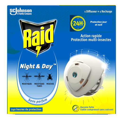 [5000204302745] RAID Night and Day Electric Mosquito and Fly Diffuser 1 diffuser + 1 refill