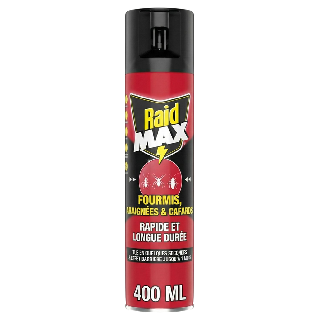 RAID Insecticida Spray 2en1 Hormigas Arañas y Cucarachas 400 ml
