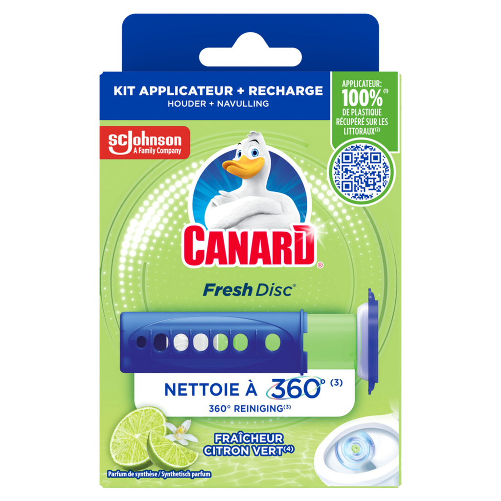 Canard Fresh Disc Bloc Wc Fraîcheur Citron Vert Kit Applicateur + 1 Recharge