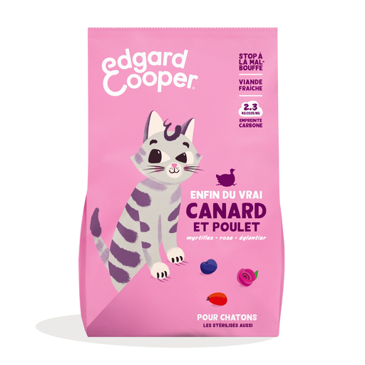[5407009640414] EDGAR & COOPER Duck Chicken Blueberries Rose and Rosehip Kitten Kibble 750 g