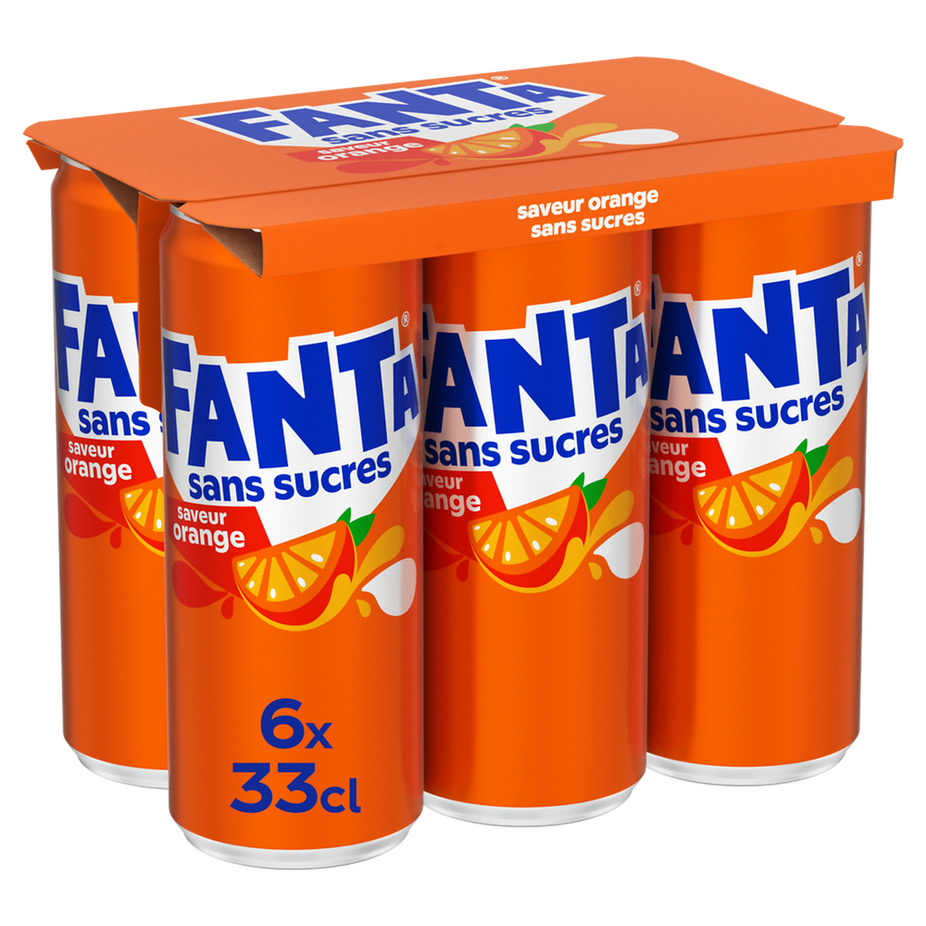 FANTA Orange flavored carbonated drink sugar free 6 x 33 cl
