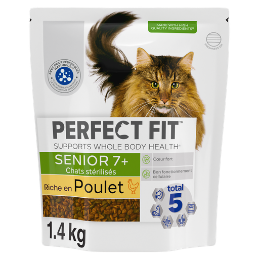 [5900951308154] PERFECT FIT Croquettes pour chat stérilisé sénior 7+ riche en poulet 1,4 kg