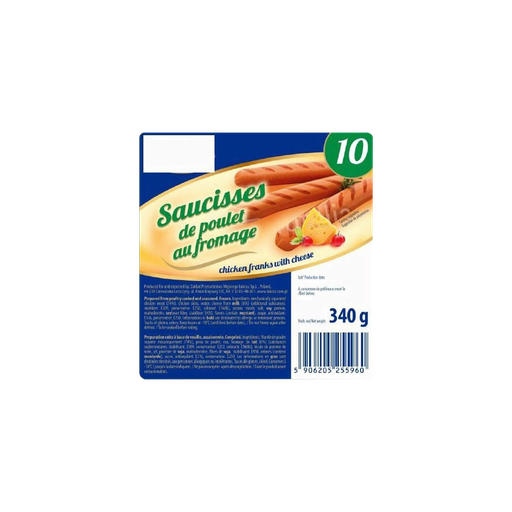 [5904624358026] CHICKEN Saucisse de poulet au fromage 340 g