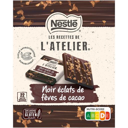 [3033710010288] NESTLE LES RECETTES DE L'ATELIER Cuadrados de chocolate negro con nibs de cacao 192 g