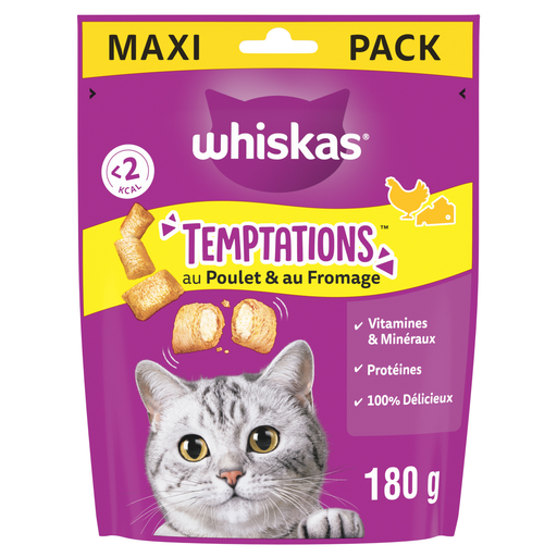 [5998749146170] WHISKAS Temptations Premios sabor pollo y queso para gatos 180 g