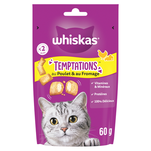 [5998749146187] WHISKAS Temptations Cat Treats Chicken and Cheese 60 g