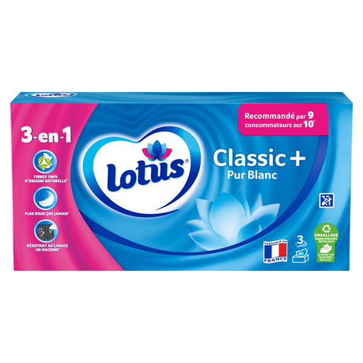 [7322542006405] LOTUS Classic+ Pure White Tissues 3-ply 80 tissues
