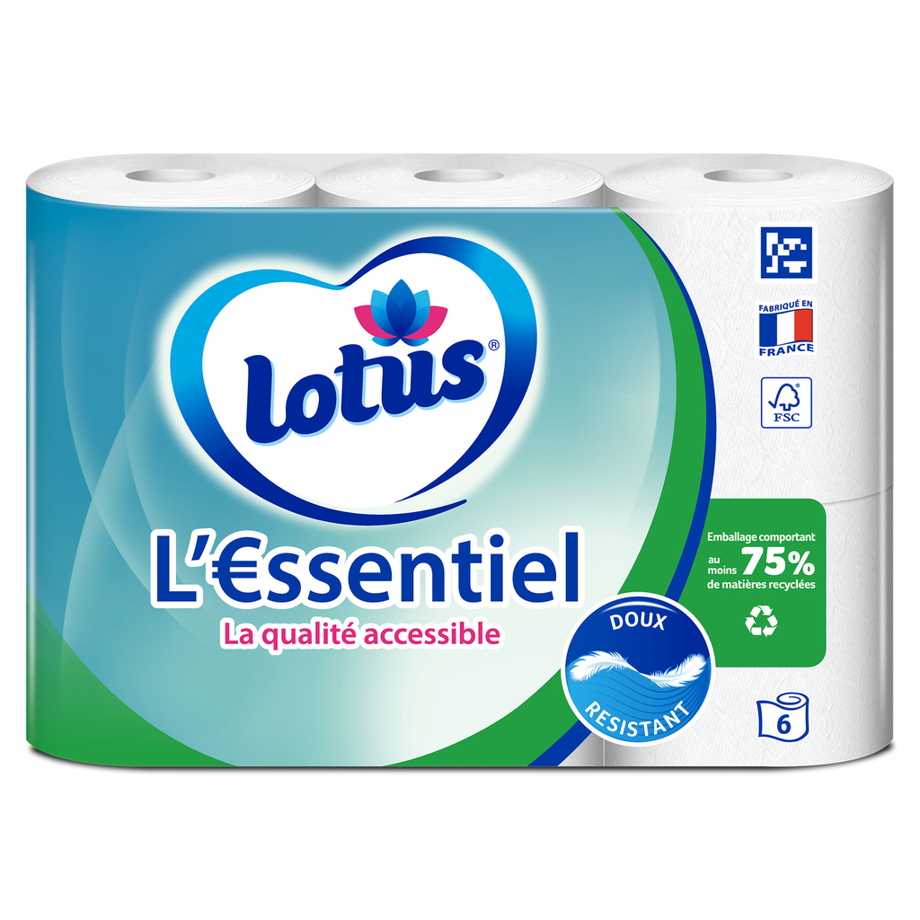 LOTUS Toilet Paper Soft Resistant Disposable FSC Essentiel x6 rolls