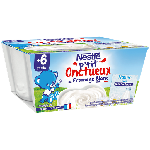 [3033710023936] NESTLE P'TIT ONCTUEUX Infant dessert plain fromage blanc, 4x100g