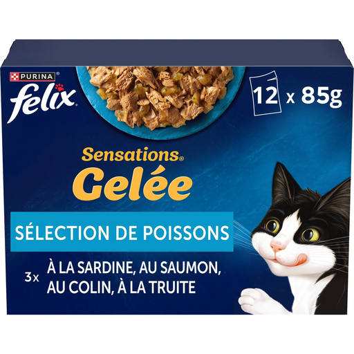 [7613287328656] FELIX Comida Húmeda para Gato Adulto en Gelatina Selección Pescado 12 x 85 g