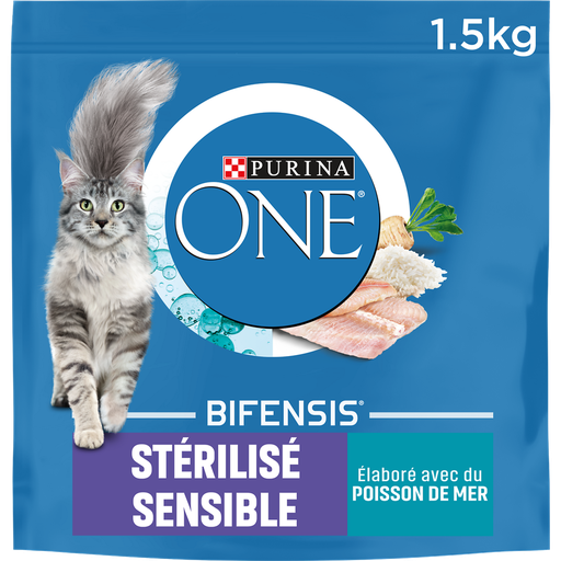[7613287746627] PURINA ONE Croquettes pour chat stérilisé sensible poisson de mer 1,5 kg