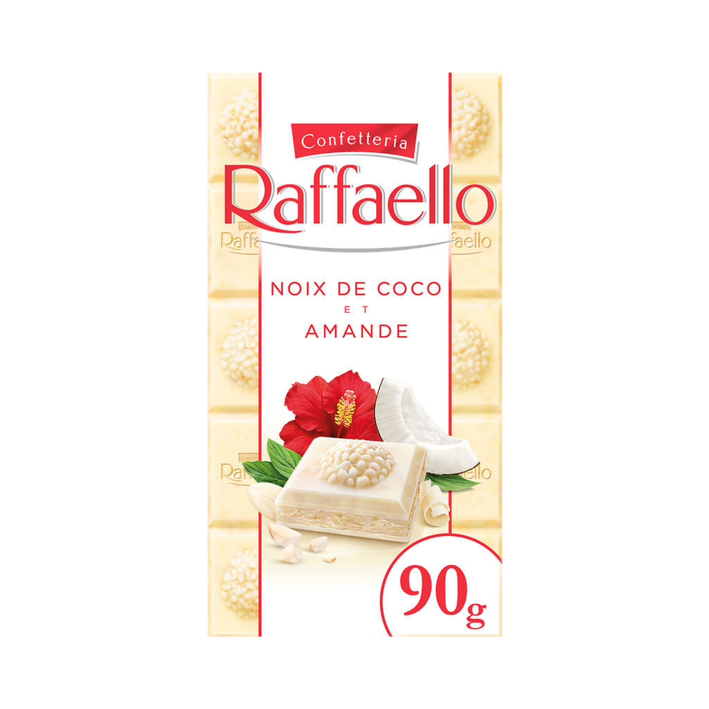 RAFFAELLO Tablete de chocolate branco coco e amêndoa 90 g