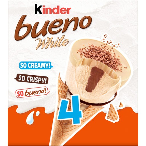[8000500384718] KINDER Bueno hazelnut and white chocolate ice cream cones 4 pieces 248 g