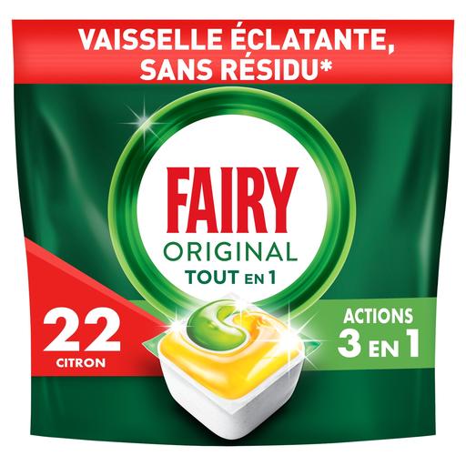 [8001090847621] FAIRY Original Dishwasher Tablets All In 1 Lemon, 22 Capsules