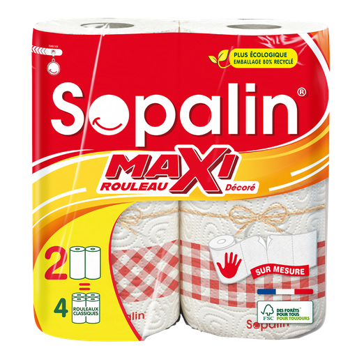 [8004260265386] SOPALIN Essuie-tout maxi rouleau décoré 2 maxi rouleaux