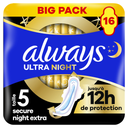 ALWAYS Compresas con Alas Noche Talla 5 Ultra Secure Night Extra x16