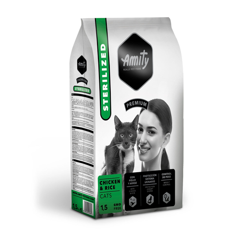 [8436538948965] AMITY Croquettes Pour Chat Adulte Stérilisé Poulet Riz 1,5 kg