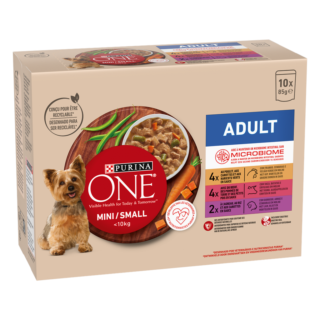 PURINA ONE Wet Dog Food Small Breed Beef Chicken Lamb 10x85g