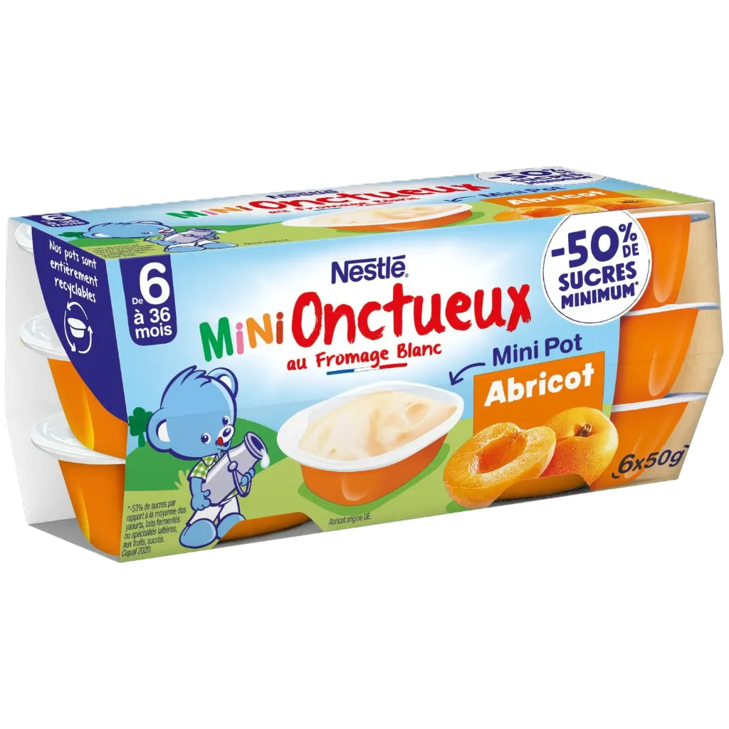 Nestle Dessert Lacté Bébé Dès 6 Mois Croissance Mini Abricot P'Tit Onctueux 6 Pots De 50G